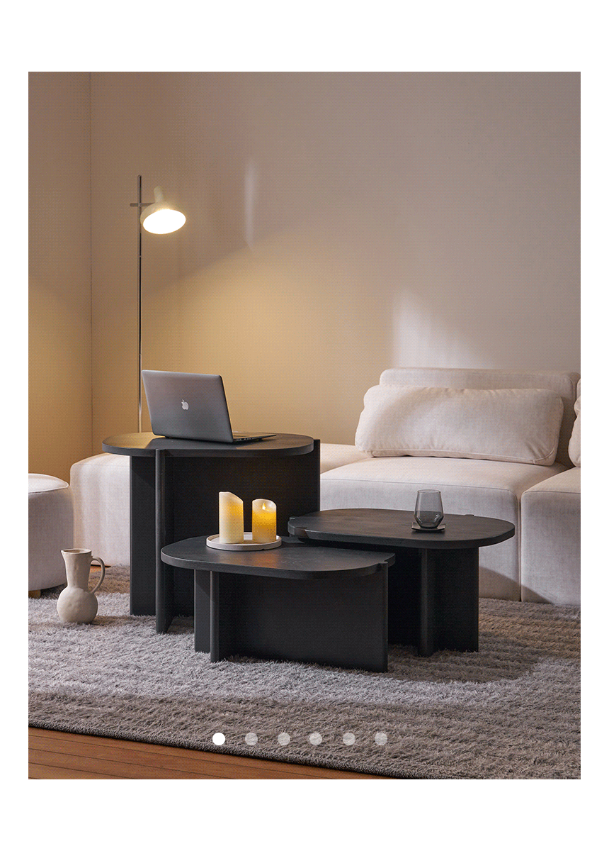 딥블랙 오크 라운드 소파 티테이블 시리즈 gif 이미지 